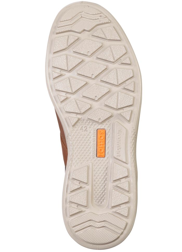 Schn&uuml;rschuh aus Rind-Nubukleder mit Nappaleder-Bes&auml;tzen COGNAC-MARINE