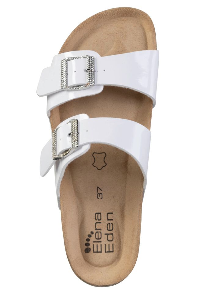 ELENA EDEN Pantolette mit Glitzersteinchen verzierten Schlie&szlig;en WEISS