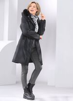 Kurzmantel mit festem Kunstpelz-Besatz 