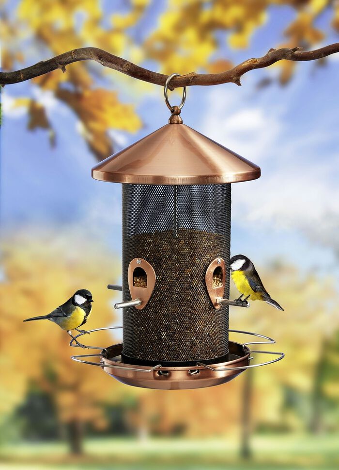 Vogelfutters&auml;ule in edlem Kupferlook 