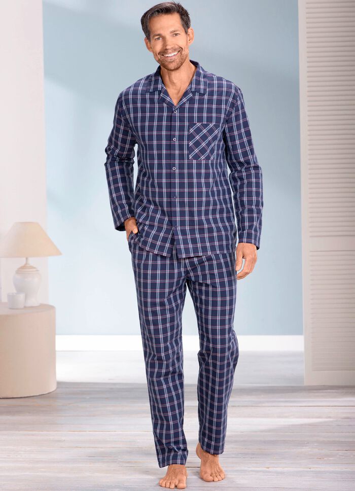 Comte-Schlafanzug aus Webware, mit durchgekn&ouml;pftem Oberteil 