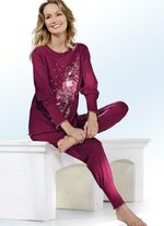 Schlafanzug, Rundhals mit Bündchen BORDEAUX