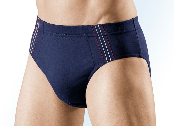 Viererpack Slips, uni mit seitlichen Kontrasten 