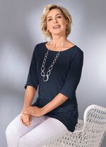 Shirt mit Rundhalsausschnitt in 3 Farben MARINE