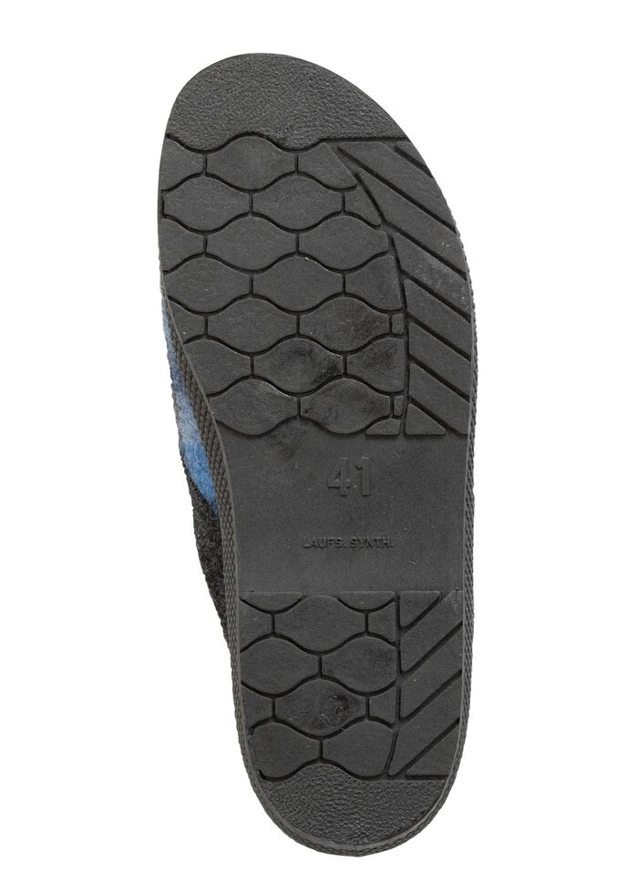 Pantoffel aus kariertem Textilmaterial 