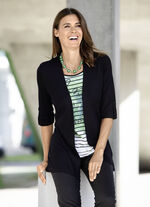 Schwarzes Longshirt in Jacken-Optik 