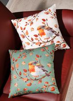 Kissenbezug mit Vogel auf Zweig Motiv CREME