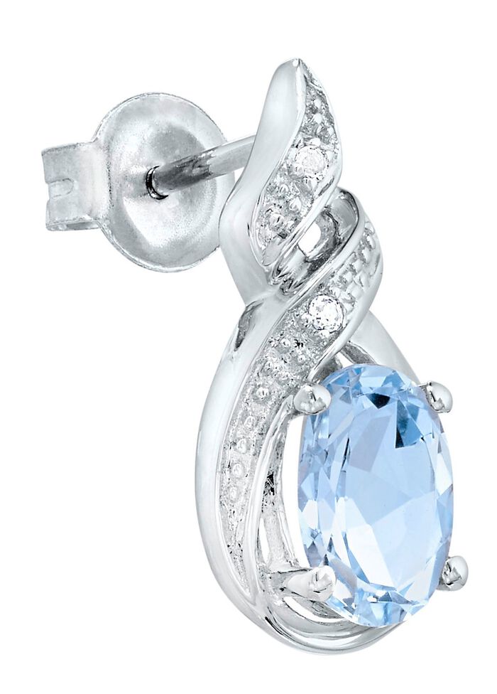 Moderne Ohrstecker mit Blautopas und echt Wei&szlig;topas 