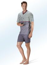 Zweierpack Shortys mit V-Ausschnitt und Ringeldruck vorne 