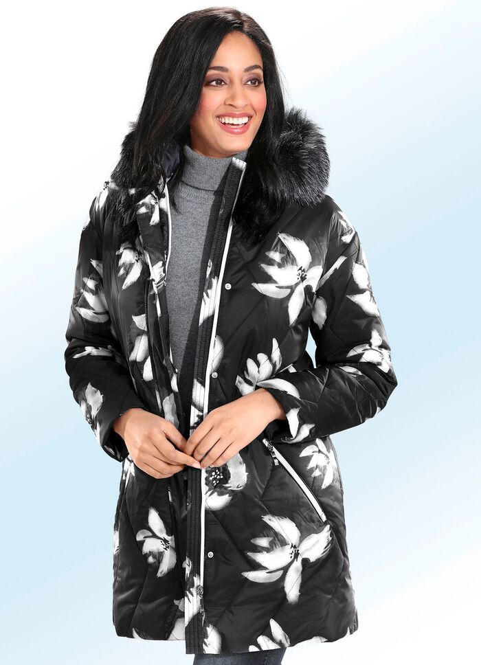 Kurzmantel mit Bl&uuml;tendessin 