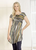 Longshirt mit überschnittener Schulterpartie in 2 Farben SCHWARZ-GELB