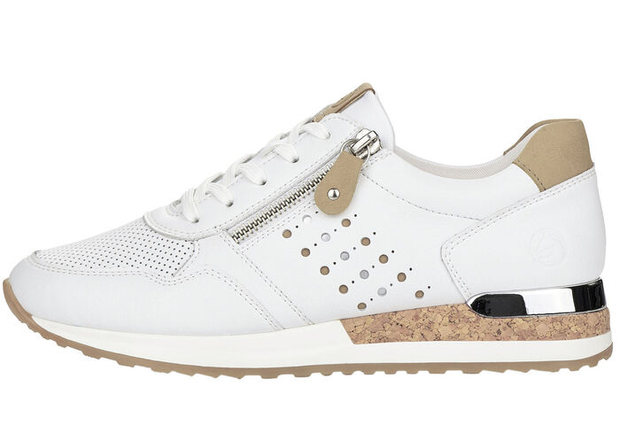 Remonte Sneaker mit unterlegter Zierlochung WEISS-SAND