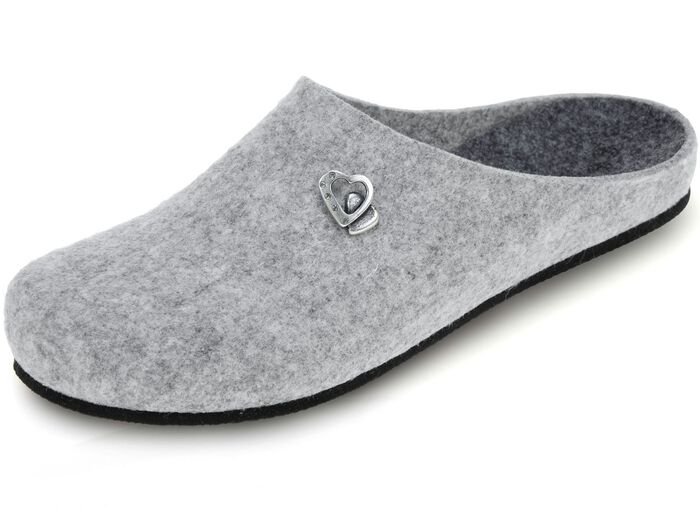 Leichte Damen-Hausschuhe, mit anatomisch geformtem Fußbett HELLGRAU