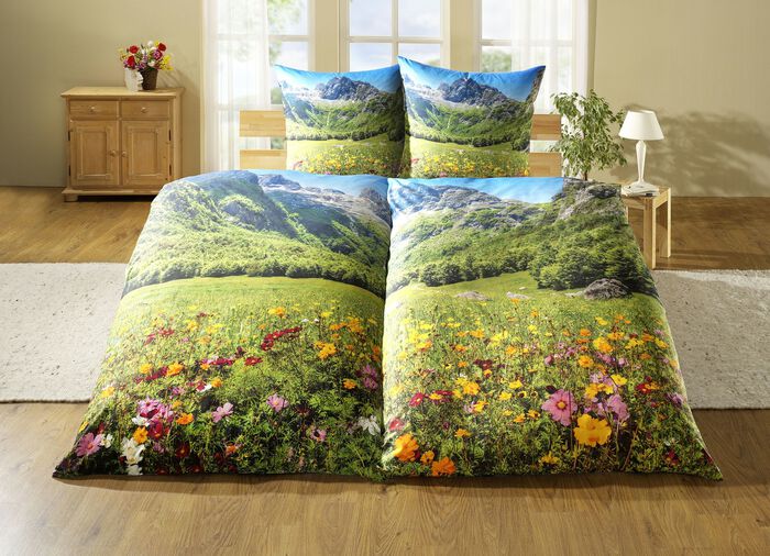Partner-Bettw&auml;sche 4-teilig mit Landschaftspanorama von Mesana 