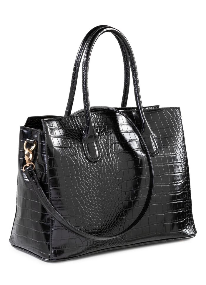 Tasche aus krokogepr&auml;gtem Synthetik SCHWARZ