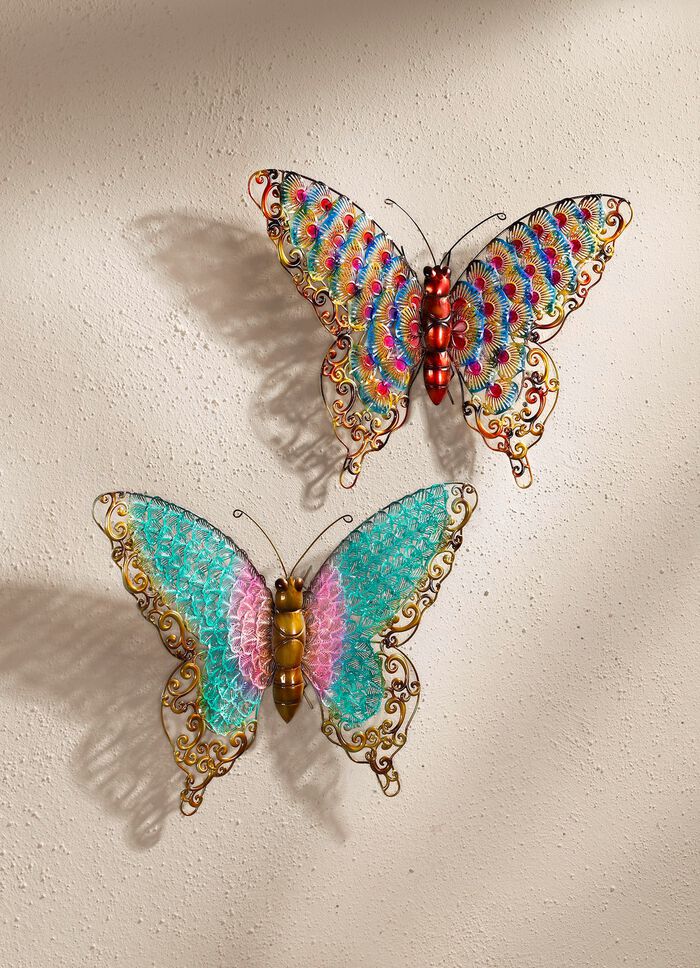 Wanddeko Schmetterling aus Metall, 2er Set 