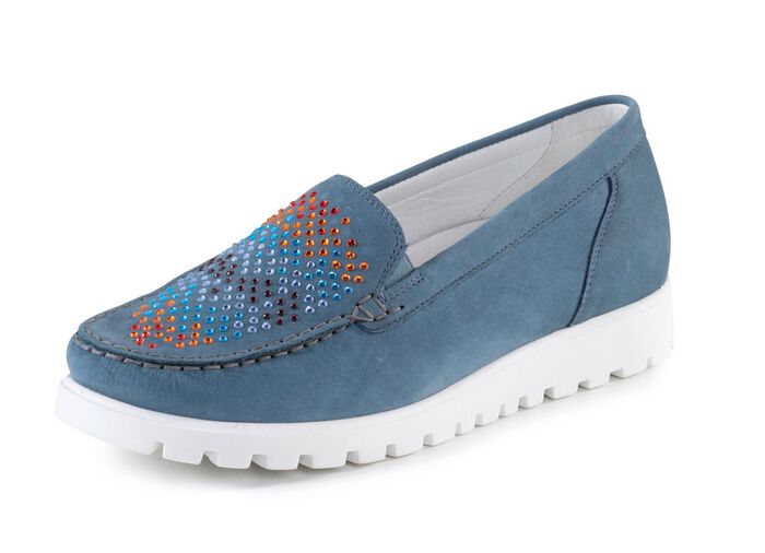 Waldl&auml;ufer Mokassin-Slipper mit bunten Glitzersteinchen besetzt JEANS