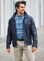 Lederkurzjacke mit verstellbarem &Auml;rmelbund 