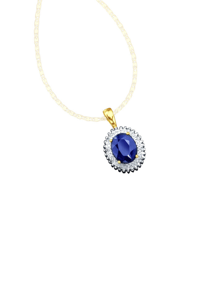 Anhänger mit echten Diamanten und echt blauem Safir