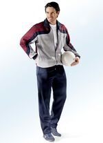 Freizeitanzug mit zwei Hosen GRAU MELIERT-MARINE-BORDEAUX