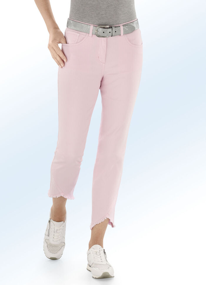 Hose in 7/8-Länge mit interessantem Fransenabschluss ROSÉ