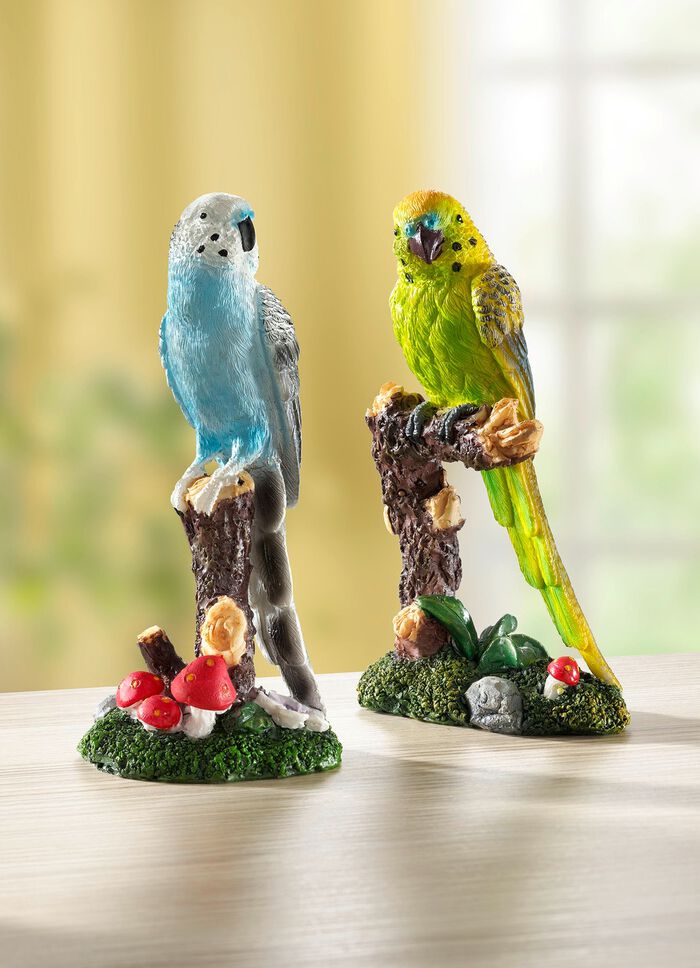 Detailliert gearbeitete Wellensittiche 