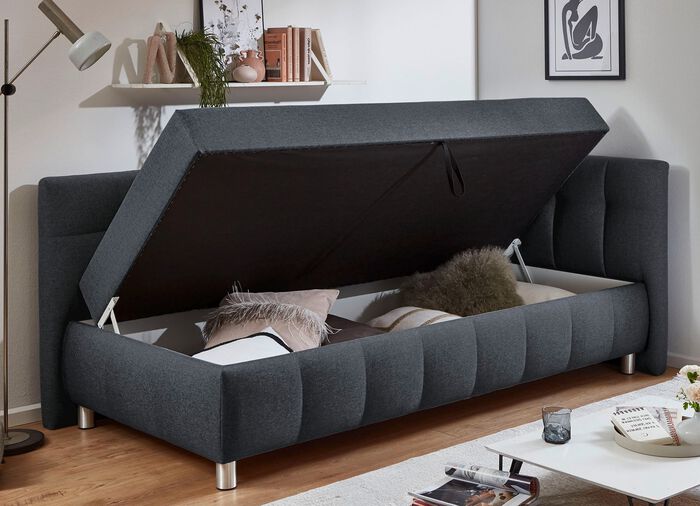 Studioliege mit Kissen und Bettkasten ANTHRAZIT