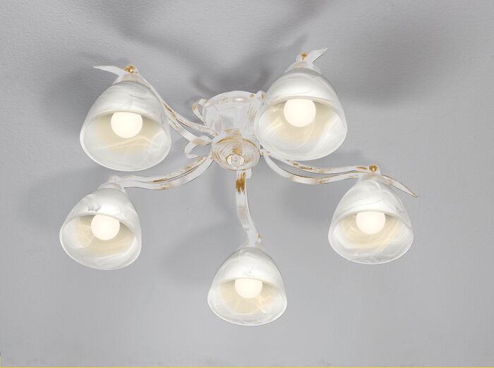 Formsch&ouml;ne Deckenleuchte aus Eisen und Glas 