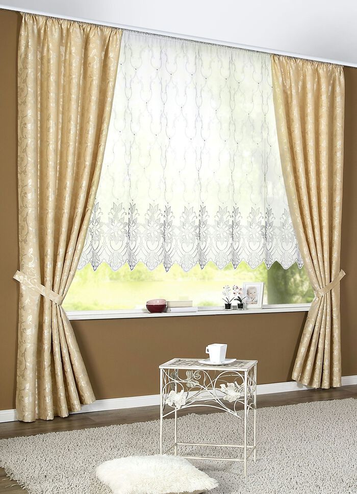 Gl&auml;nzende &Uuml;bergardinen-Garnitur NATUR