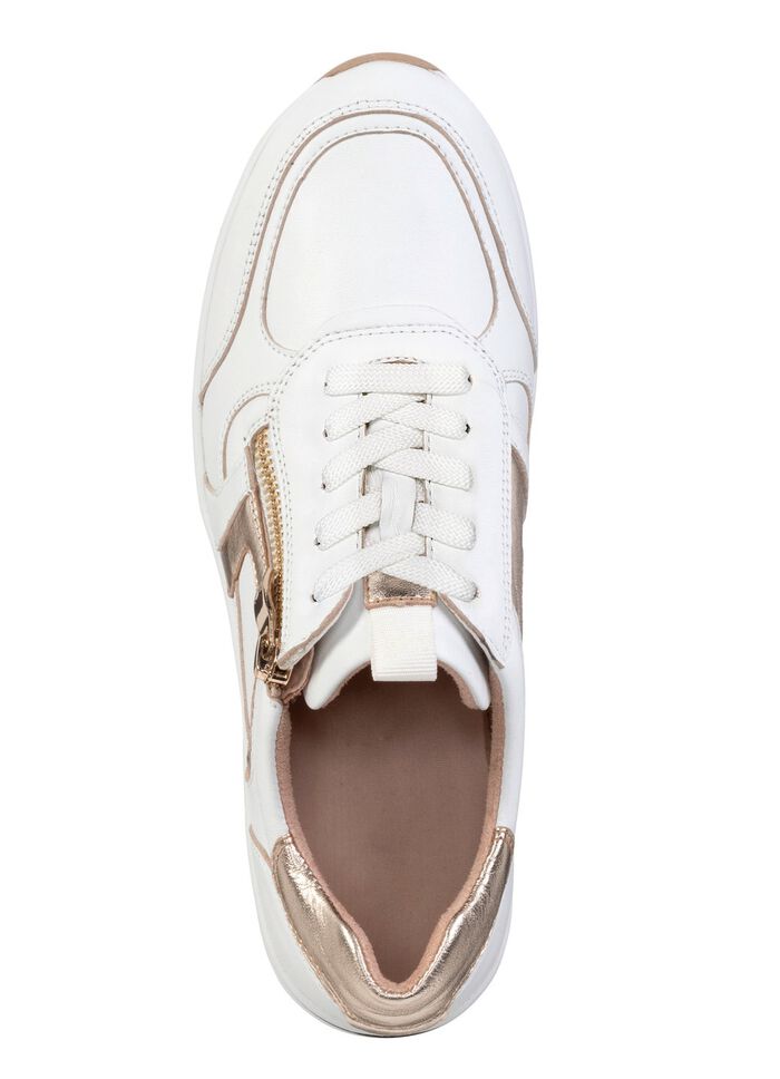 ELENA EDEN, sytlische Damen-Sneaker, Weite H, mit herausnehmbarem Fu&szlig;bett WEISS-GOLD