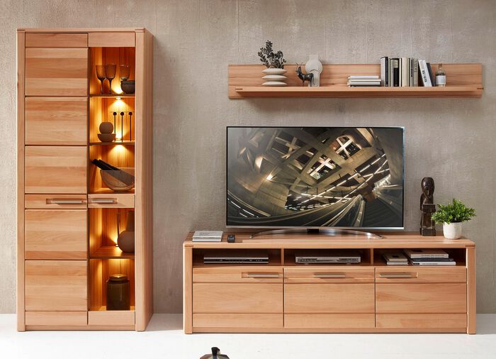 Wohnwand mit LED-Beleuchtung und Softclose 