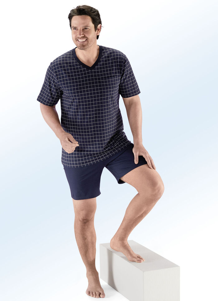 Schiesser Shorty mit V-Ausschnitt und Karodessin 