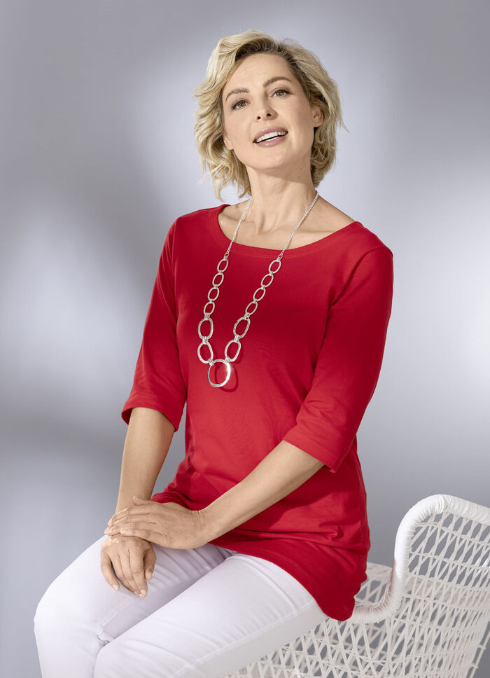 Shirt mit Rundhalsausschnitt in 3 Farben ROT