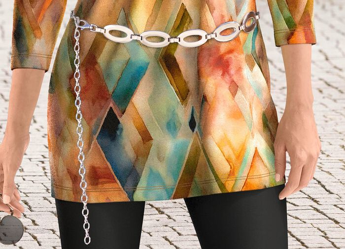 Modischer Damen-Ketteng&uuml;rtel, mit Karabinerverschluss SILBER