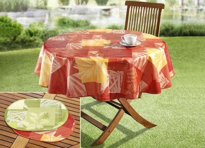 Wachstuch-Serie mit farblich abgestimmtem Schr&auml;gband TERRA