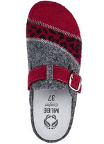 Mubb, klassische Damen-Hausschuhe, Weite H, mit herausnehmbarem Fußbett GRANATROT-ANTHRAZIT