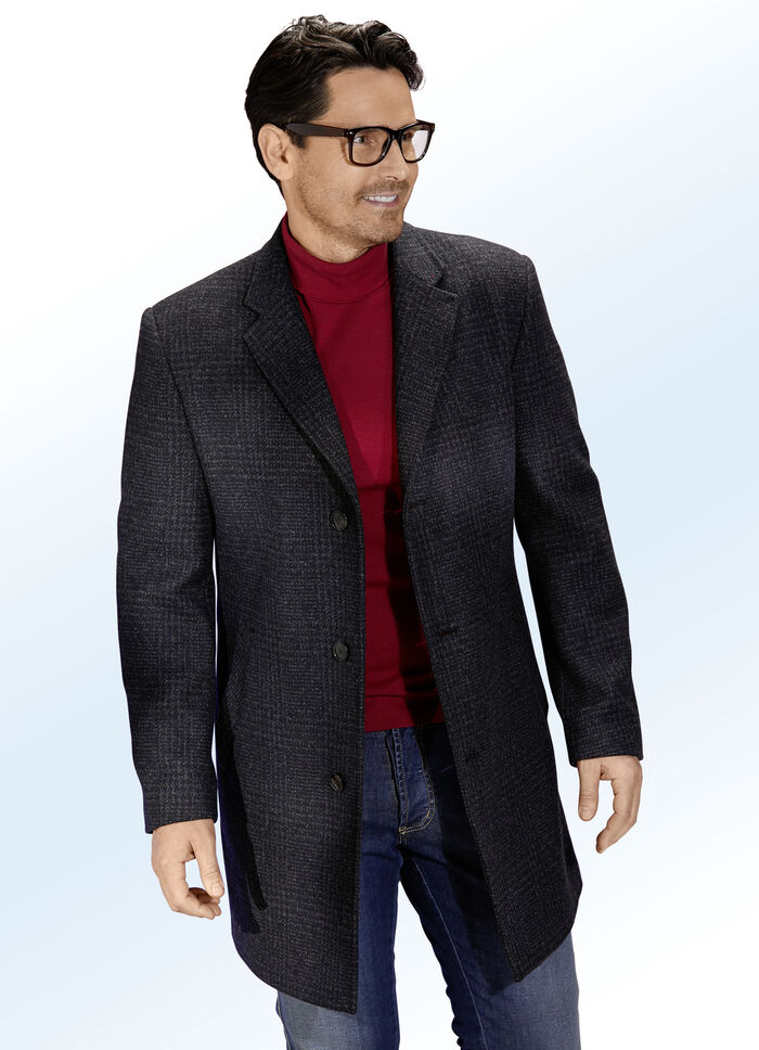 Einreihiger Mantel mit &Uuml;berkaro 