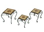 Pflanzenpodeste "Mosaik", eckig, 3er-Set, aus robustem Stahl 