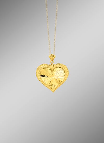 Diamantierter und satinierter Herz-Anh&auml;nger mit Struktur 