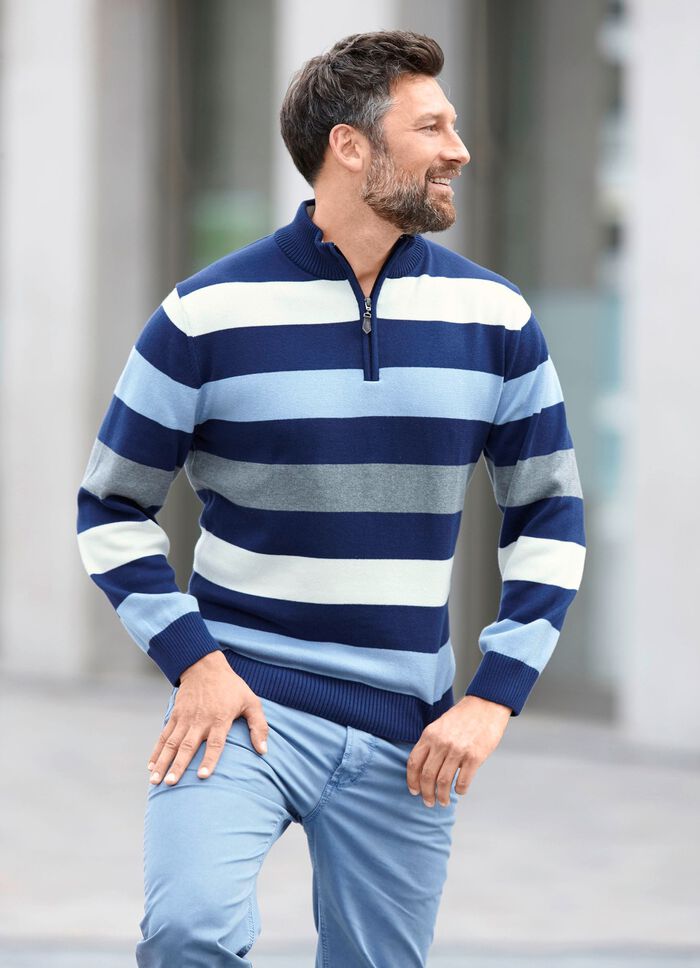 Gestreifter Troyer mit kurzem Rei&szlig;verschluss 