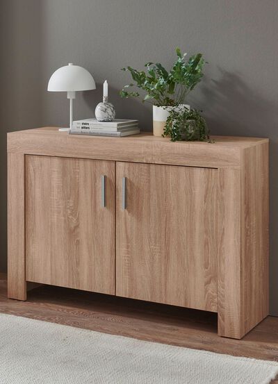 Kommode mit Griffen in Aluminium-Optik 