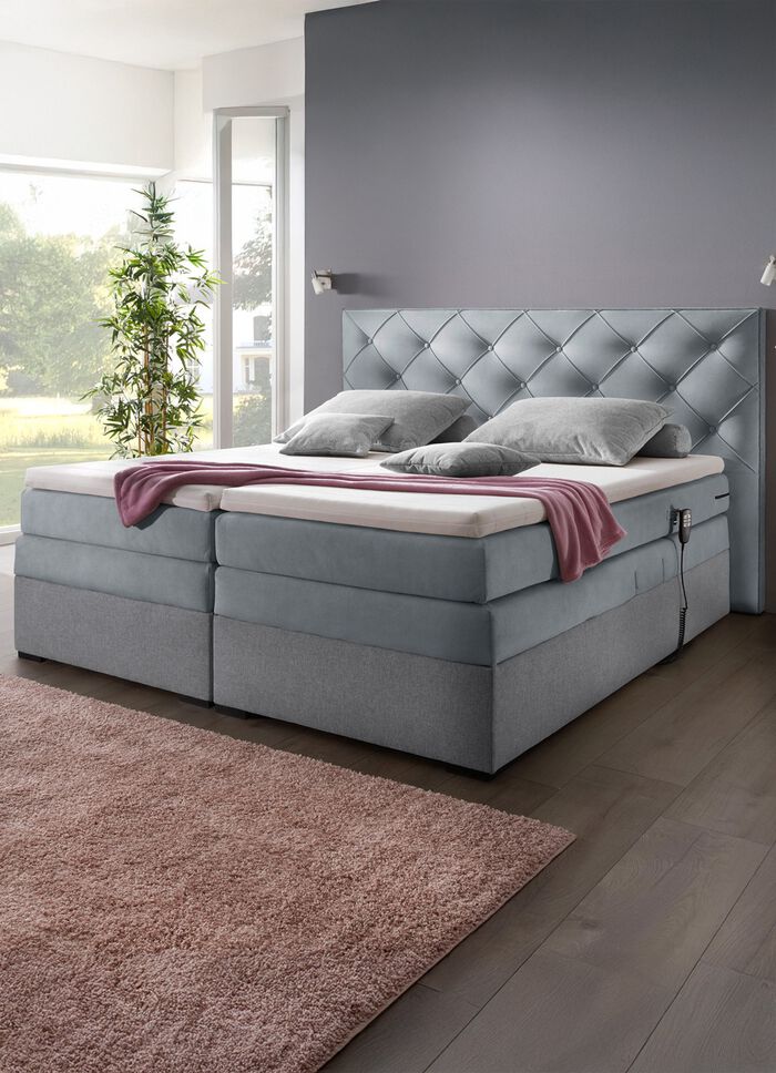 Boxspringbett elektrisch verstellbar per Fernbedienung GRAU