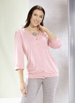 Shirtbluse mit durchgehender Knopfleiste in 2 Farben ROSÉ