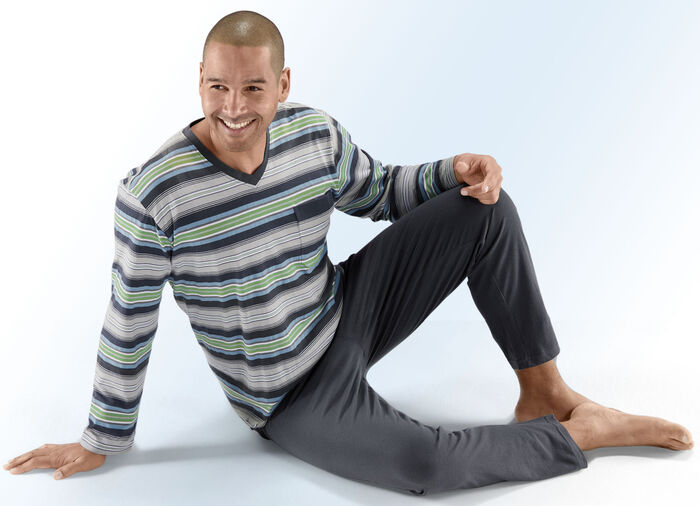 Zweierpack Schlafanz&uuml;ge mit V-Ausschnitt und Brusttasche 