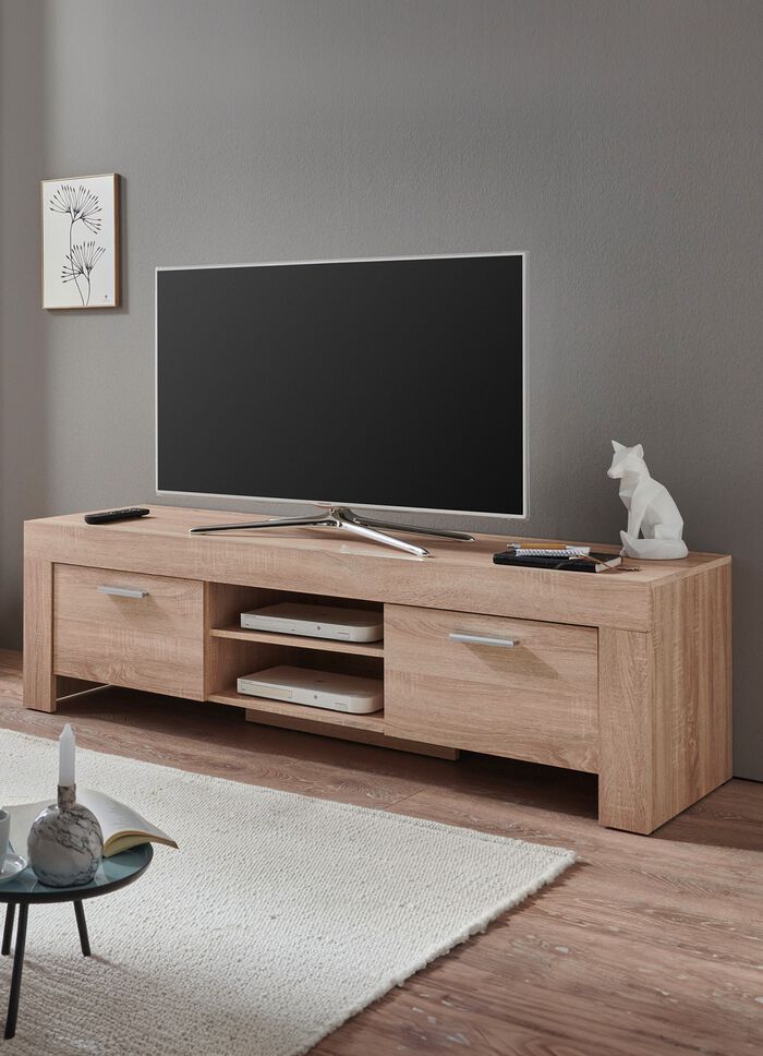 TV-Longboard mit Griffen in Aluminium-Optik EICHE SONOMA