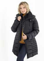 Longjacke mit Riegel an der abnehmbaren Kapuze 