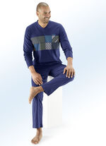 Schlafanzug mit V-Ausschnitt und farbigem Druckdessin 