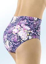 Fünferpack Slips in marine mit pink-gelb-buntem Druckdessin 