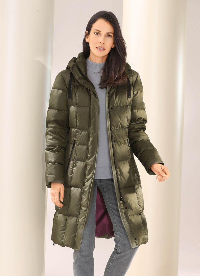 Daunen-Kurzmantel mit abnehmbarer Kapuze 