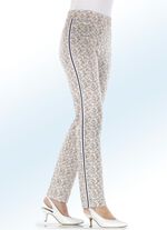 Hose mit aparter Floral-Dessinierung und effektvollem Zierband BEIGE-WEISS